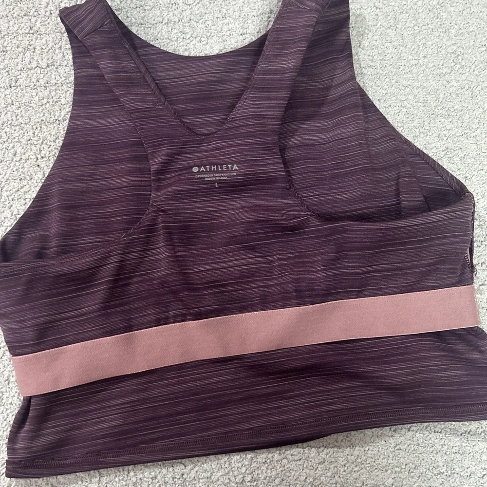 Athleta Conscious Crop Spacedye Purple Racerback Bra Tank Top Active‎ Sz Large